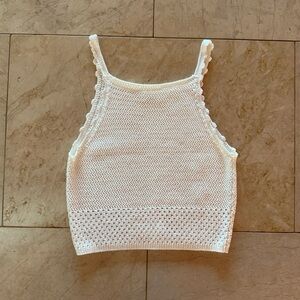 Aritzia wilfred sunset high neck cropped crochet top